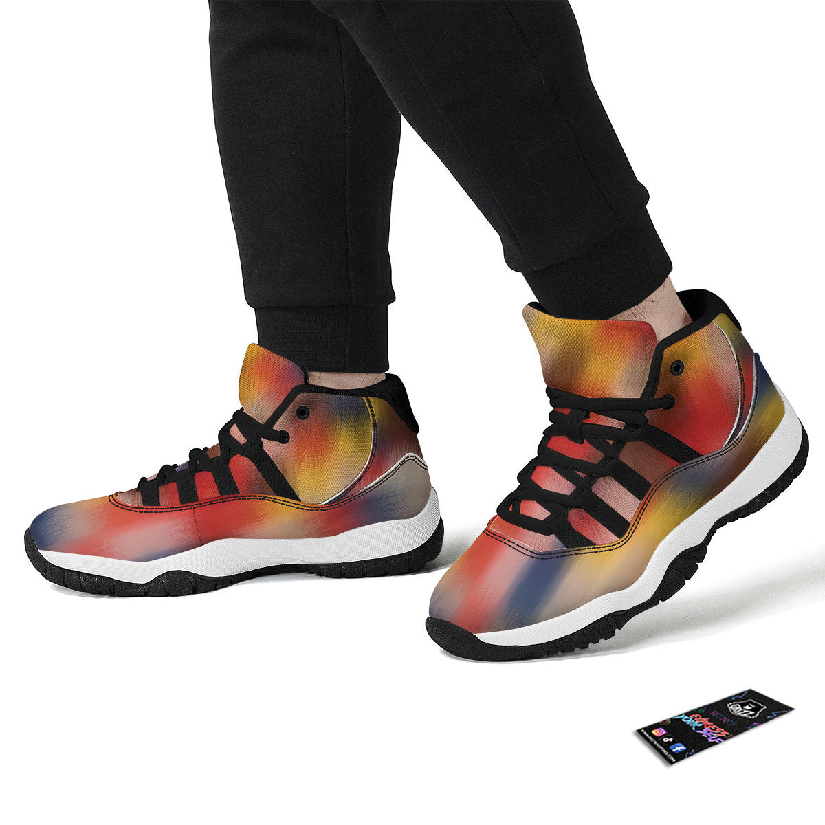 Psychedelic Multicolor Print Black Bball Shoes-grizzshop