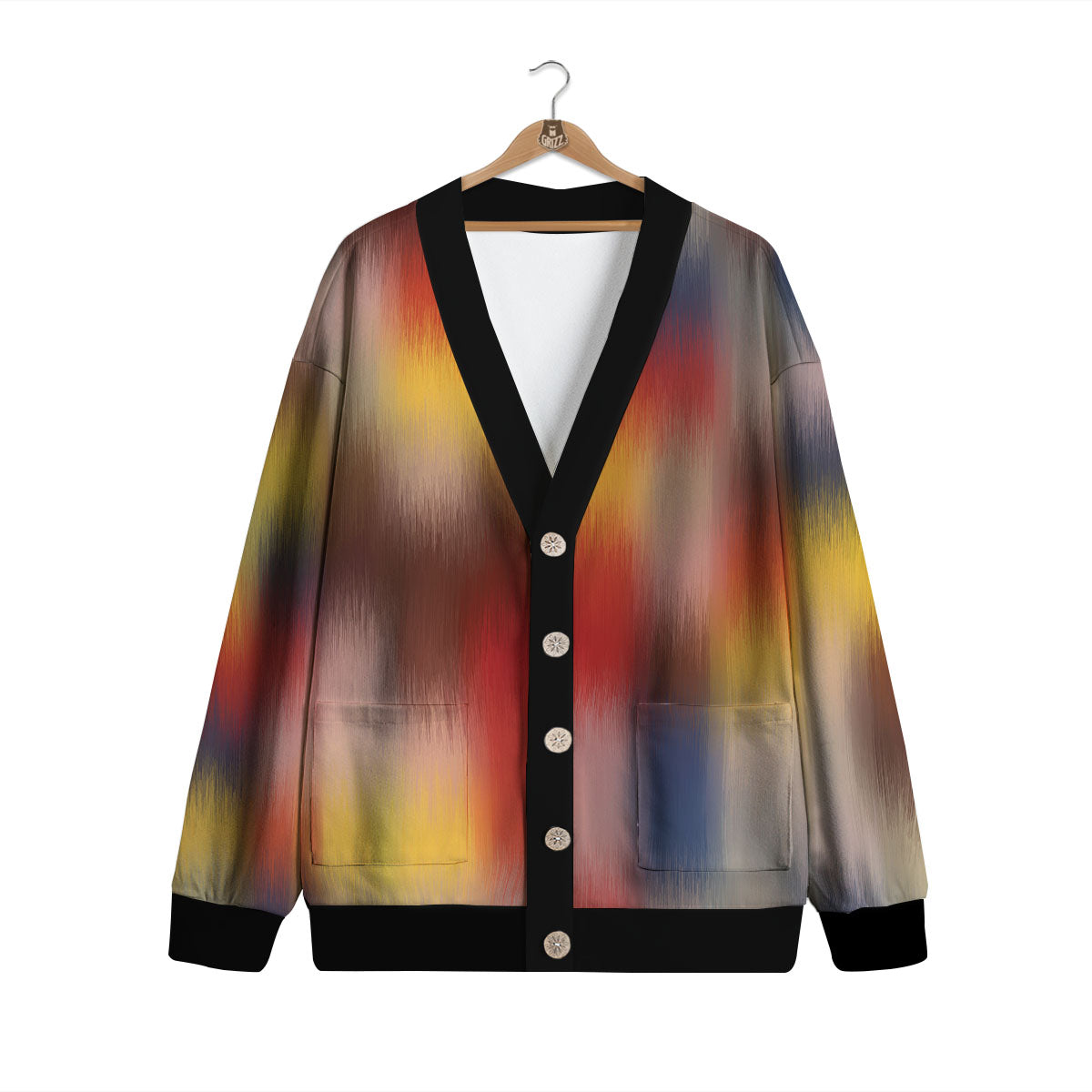 Psychedelic Multicolor Print Cardigan-grizzshop
