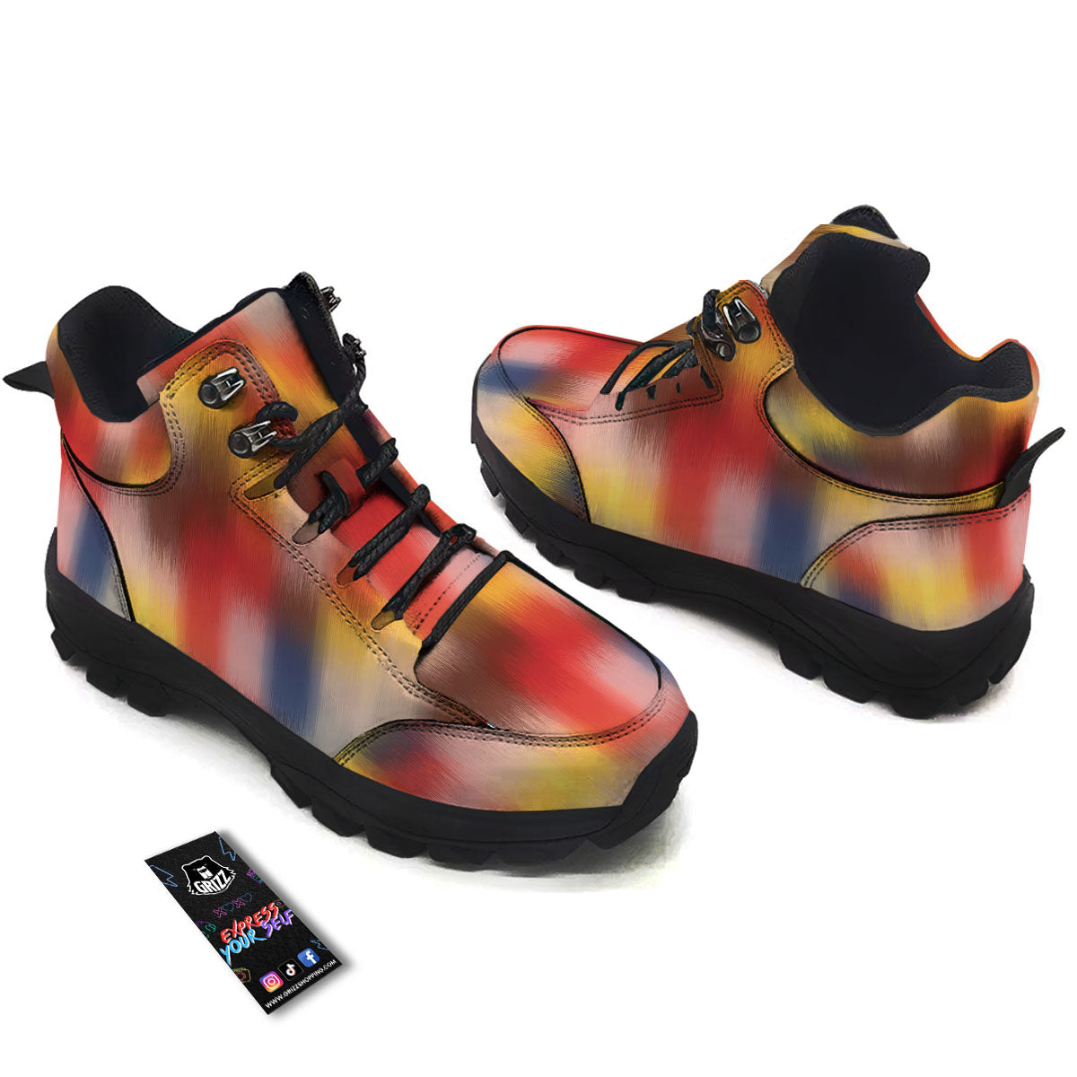 Psychedelic Multicolor Print Hiking Shoes-grizzshop