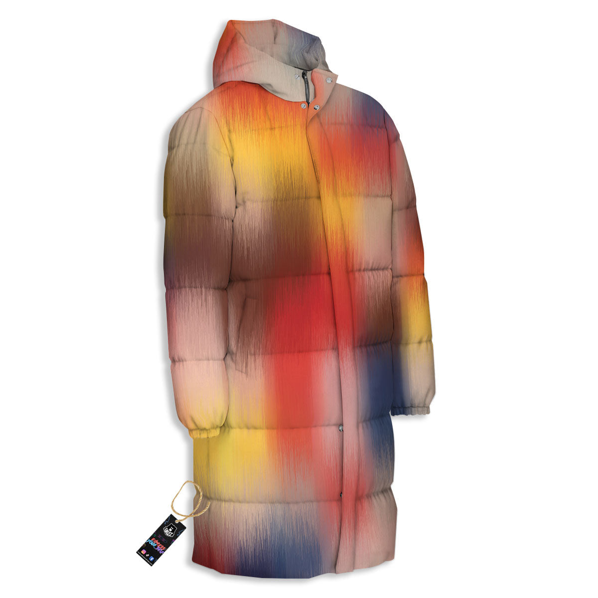 Psychedelic Multicolor Print Long Down Jacket-grizzshop