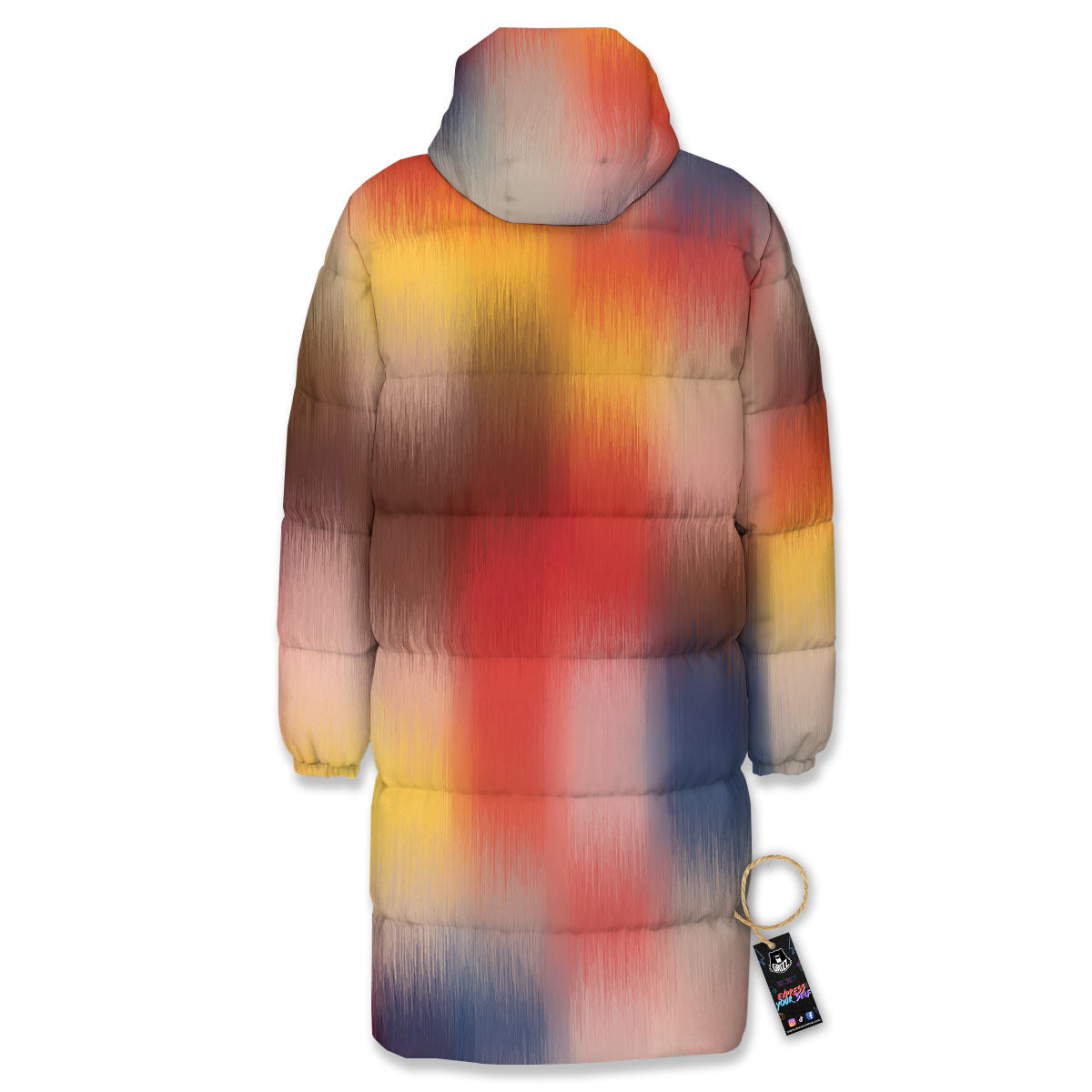 Psychedelic Multicolor Print Long Down Jacket-grizzshop