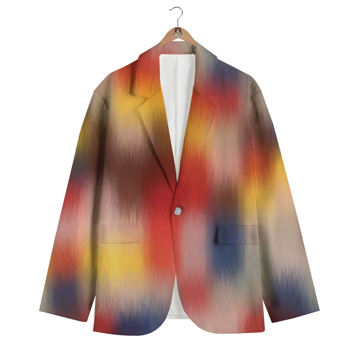Psychedelic Multicolor Print Men's Blazer-grizzshop