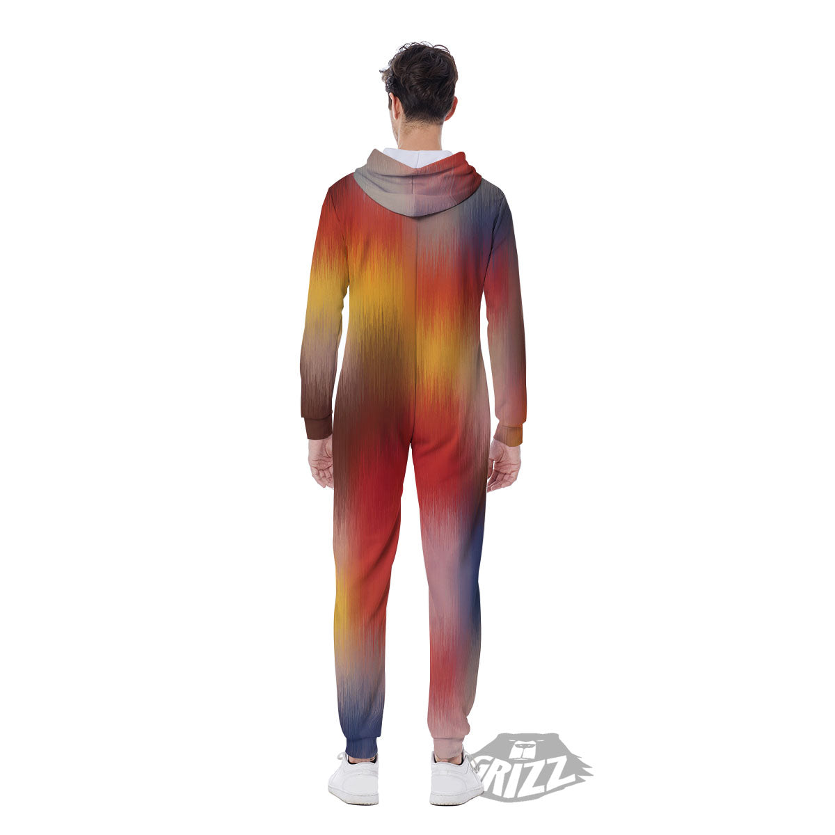 Psychedelic Multicolor Print Men's Jumpsuit-grizzshop