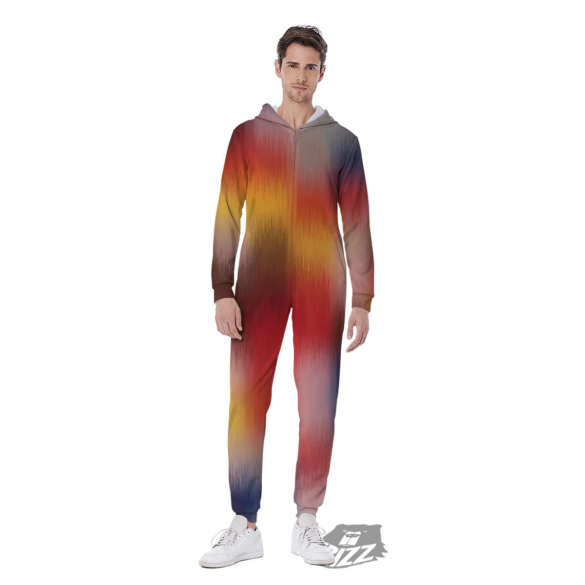 Psychedelic Multicolor Print Men's Jumpsuit-grizzshop