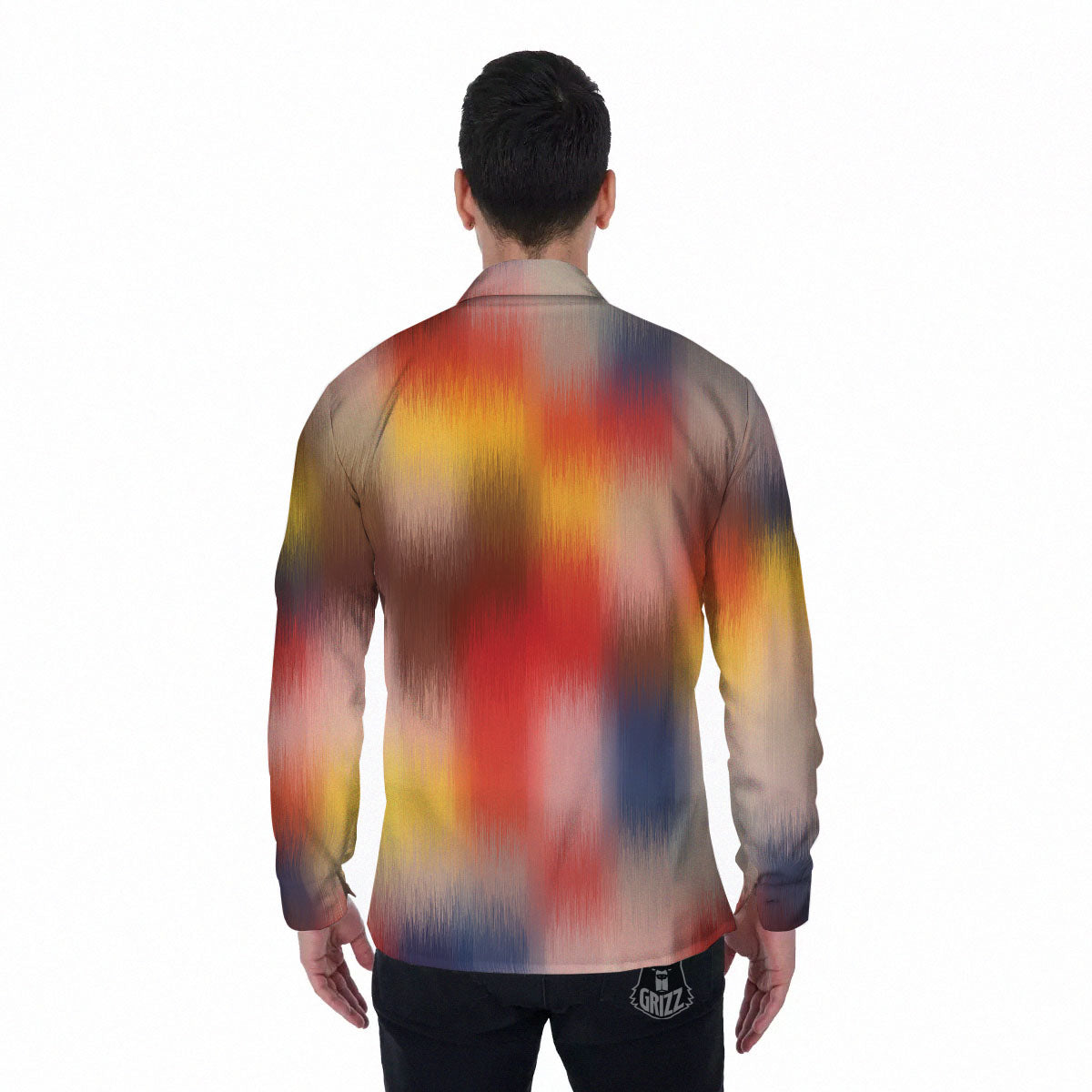 Psychedelic Multicolor Print Men's Long Sleeve Shirts-grizzshop