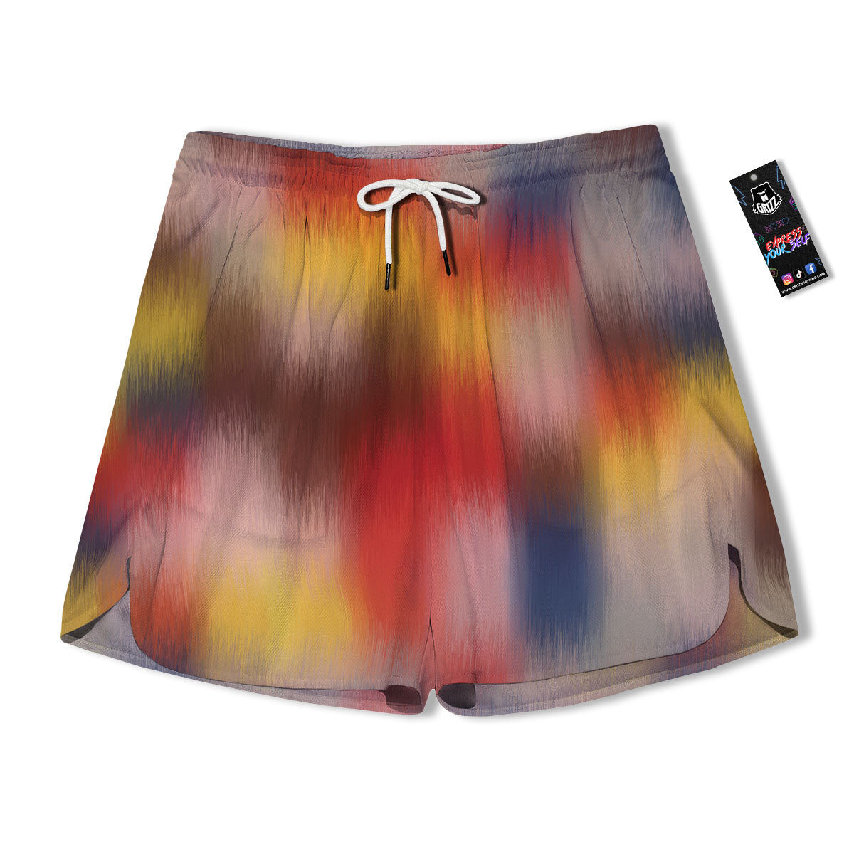Psychedelic Multicolor Print Men's Running Shorts-grizzshop