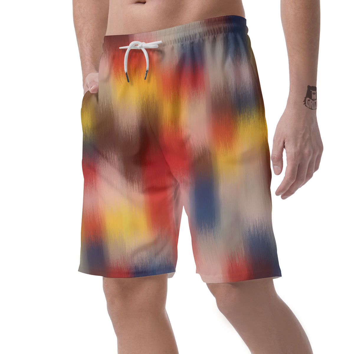 Psychedelic Multicolor Print Men's Shorts-grizzshop