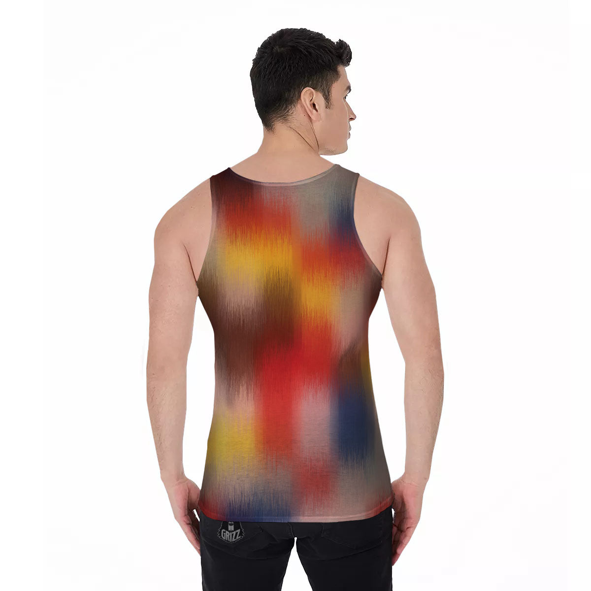 Psychedelic Multicolor Print Men's Tank Top-grizzshop