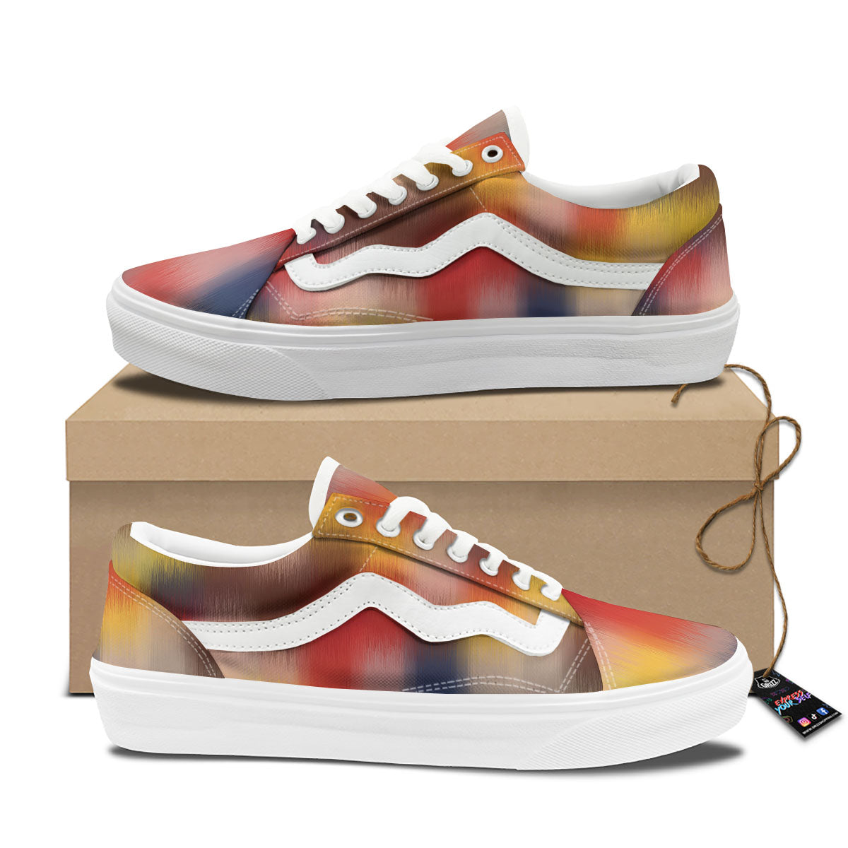 Psychedelic Multicolor Print Skate Shoes-grizzshop