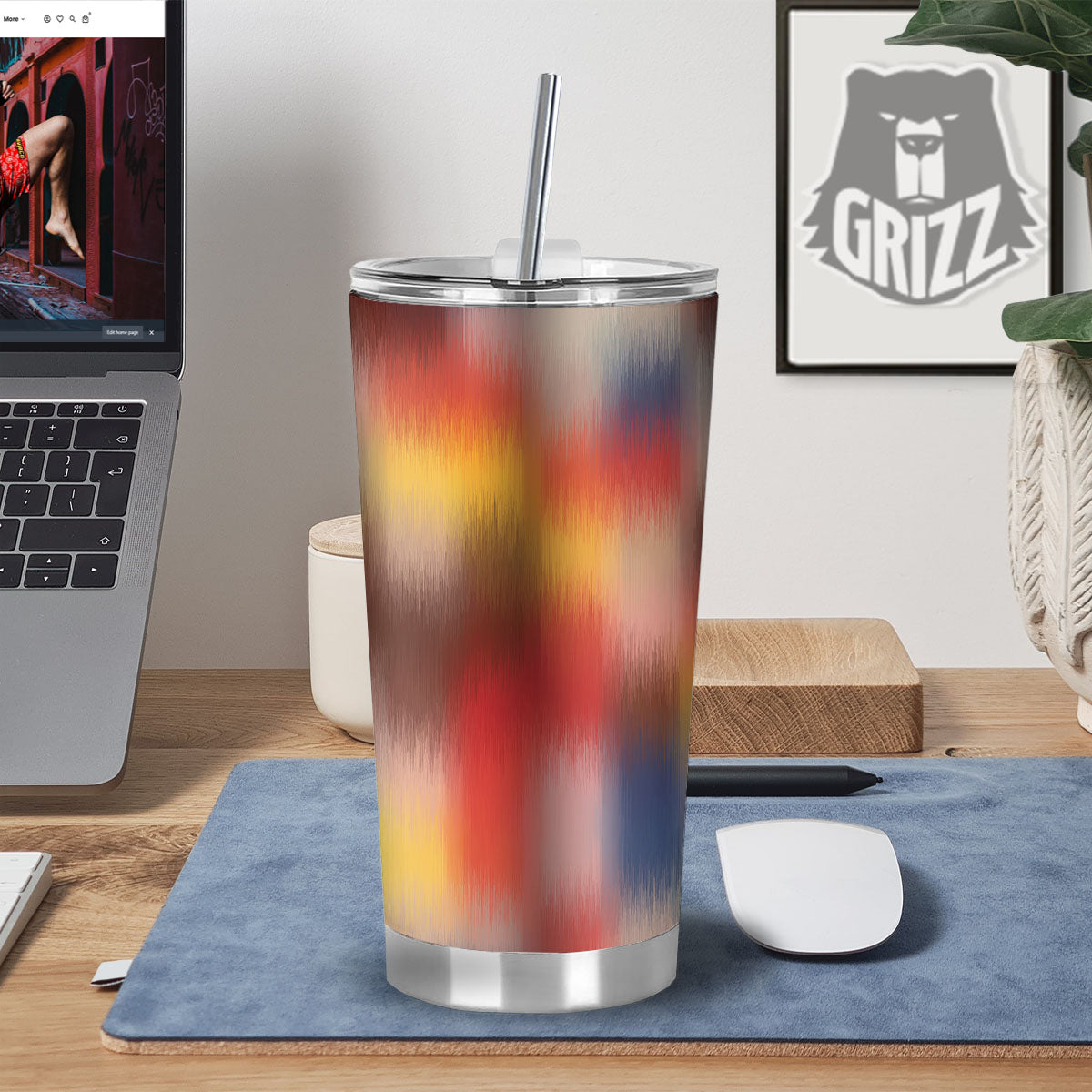 Psychedelic Multicolor Print Tumbler-grizzshop