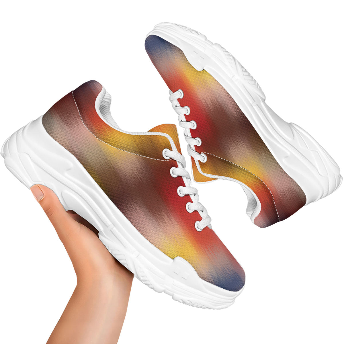 Psychedelic Multicolor Print White Chunky Shoes-grizzshop