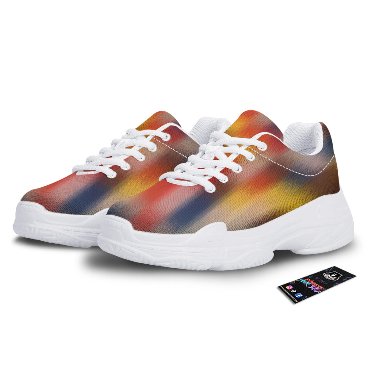 Psychedelic Multicolor Print White Chunky Shoes-grizzshop