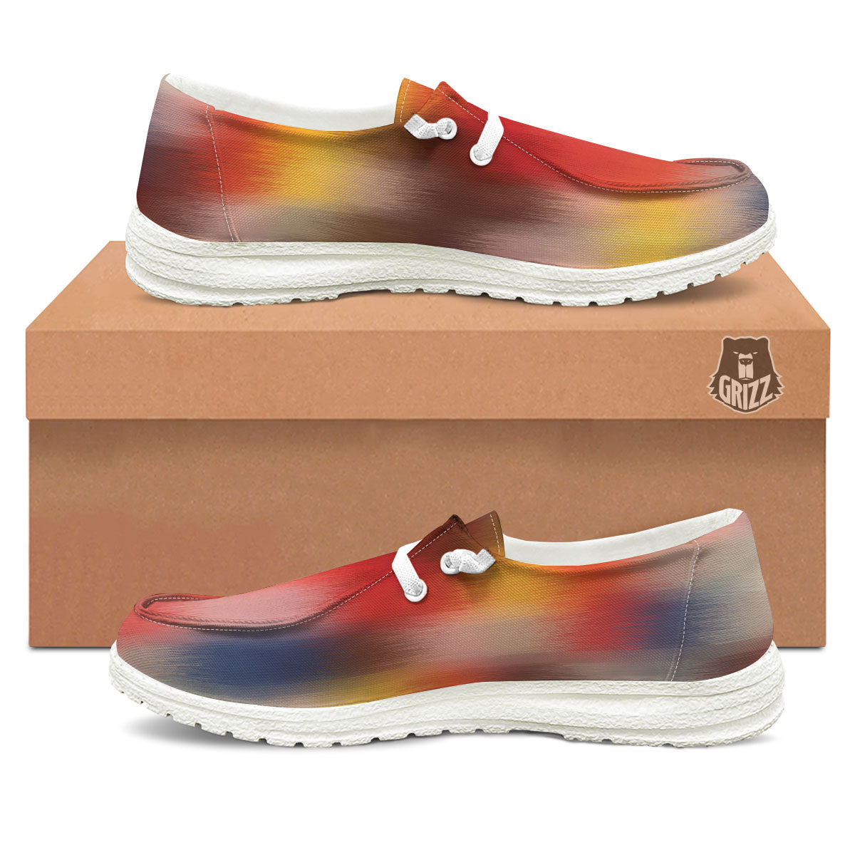 Psychedelic Multicolor Print White Loafers-grizzshop