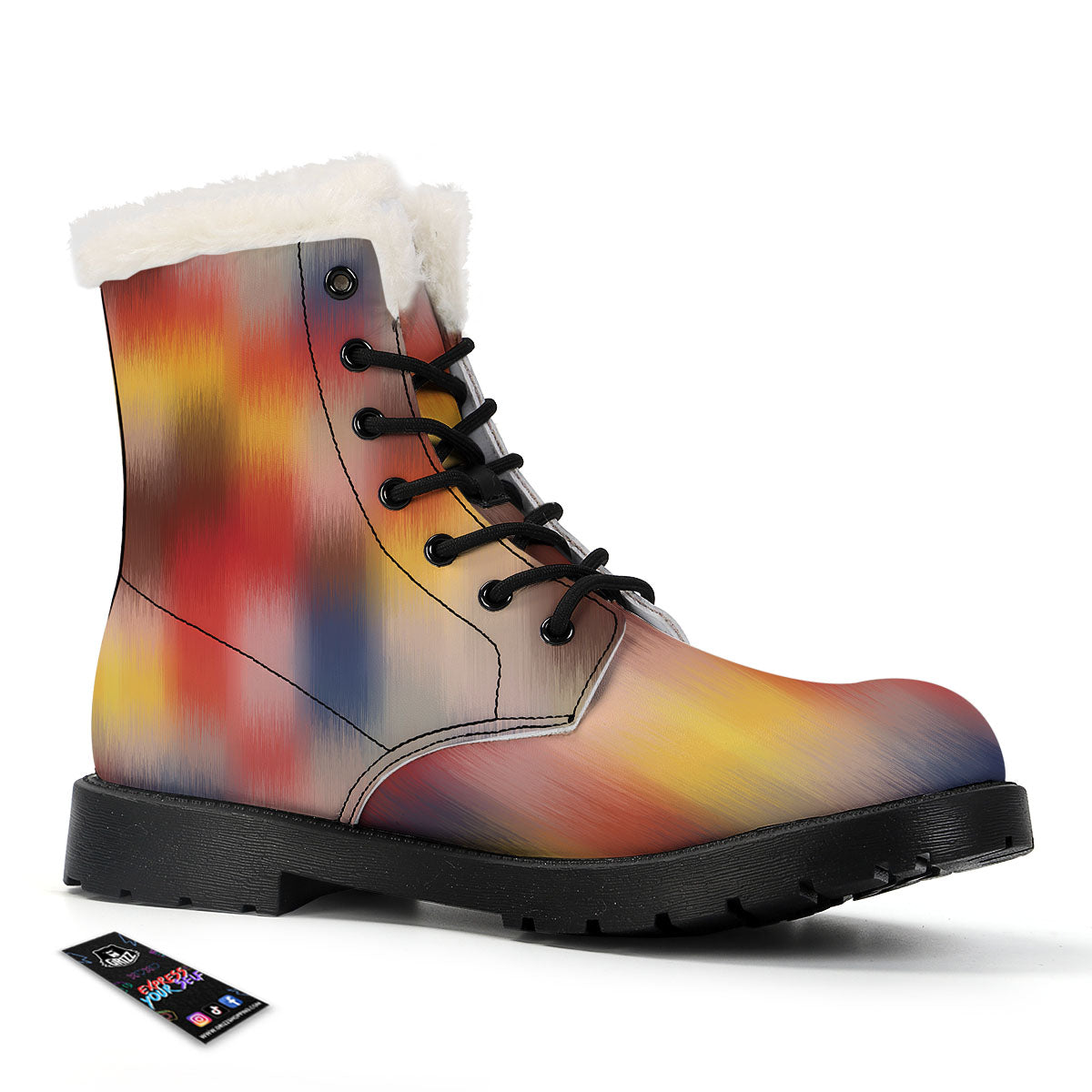 Psychedelic Multicolor Print Winter Boots-grizzshop