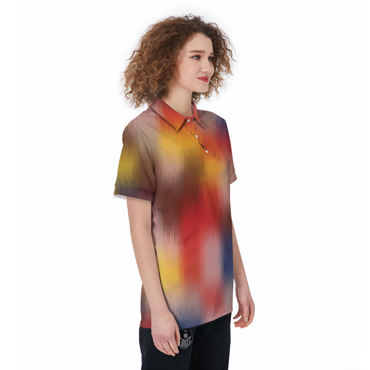 Psychedelic Multicolor Print Women's Golf Shirts-grizzshop