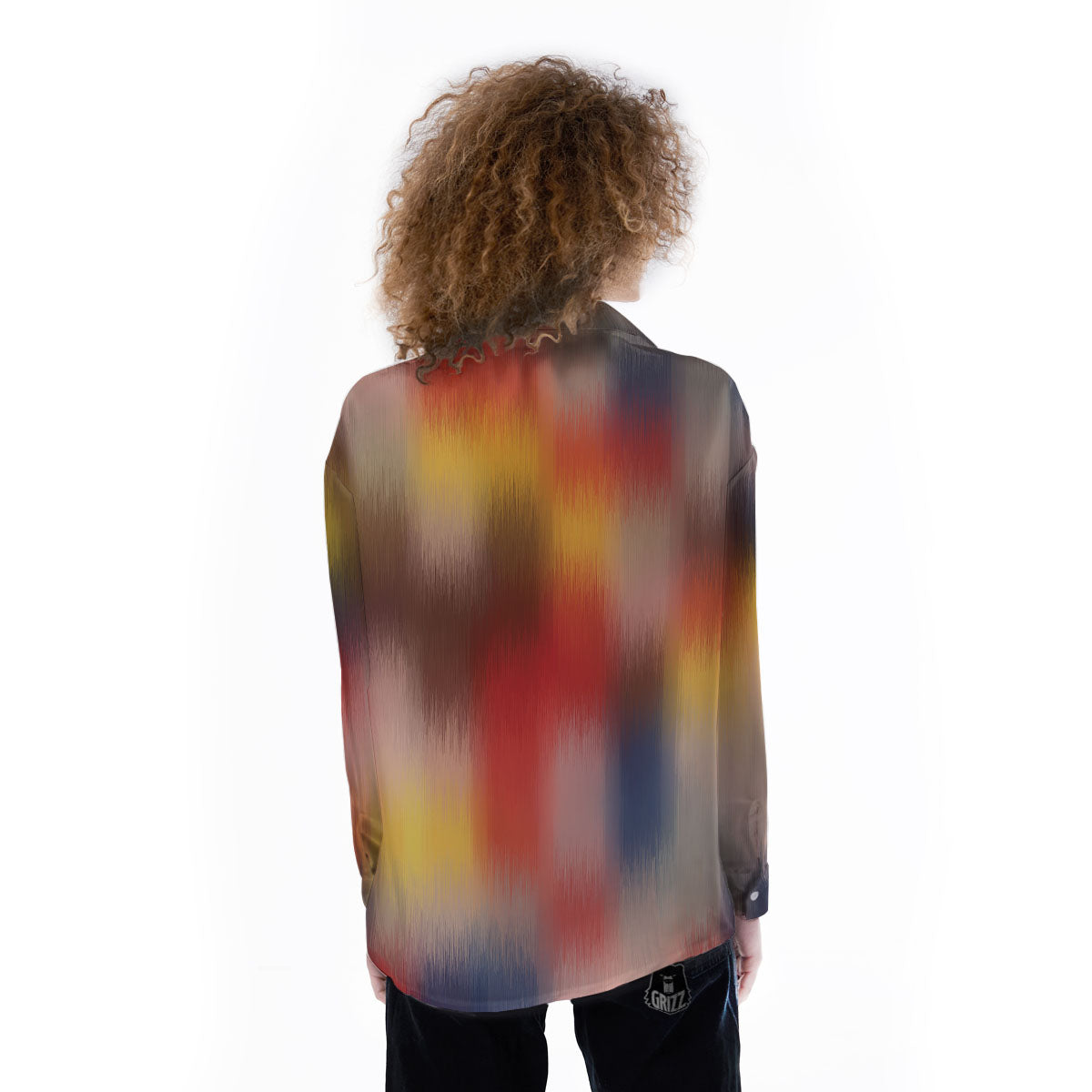 Psychedelic Multicolor Print Women's Long Sleeve Shirts-grizzshop