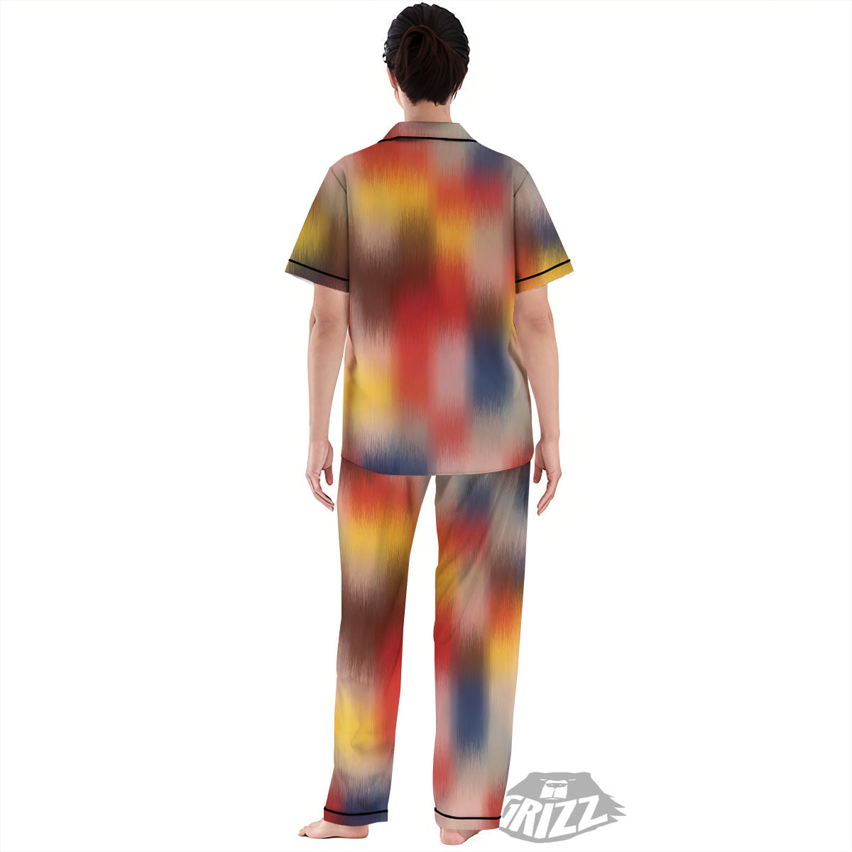Psychedelic Multicolor Print Women's Pajamas Set-grizzshop