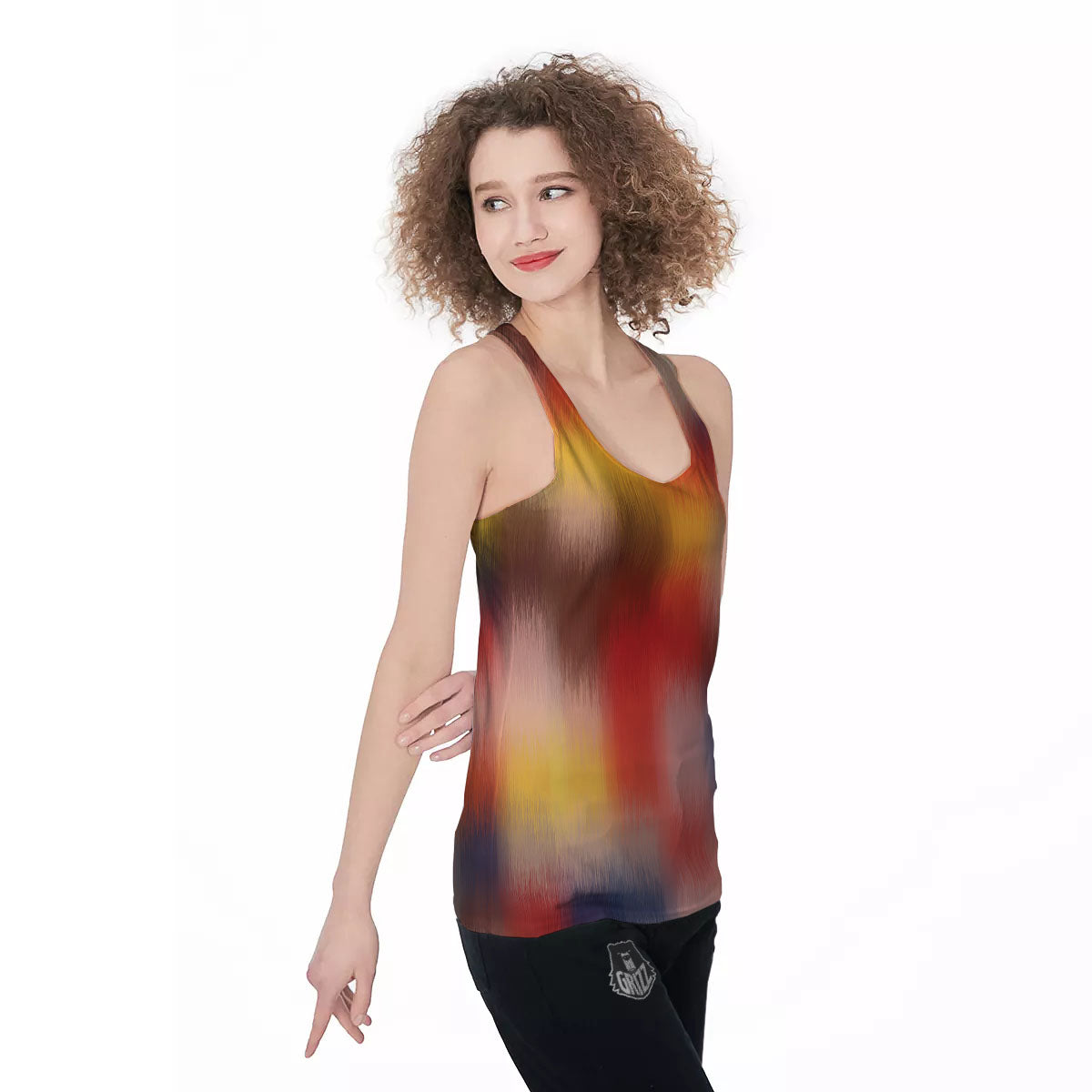 Psychedelic Multicolor Print Women's Racerback Tank Top-grizzshop