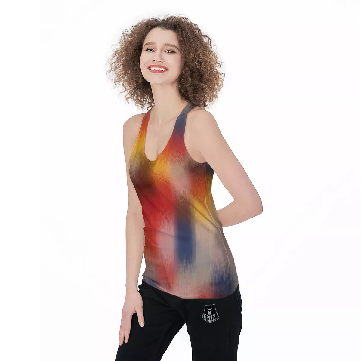 Psychedelic Multicolor Print Women's Racerback Tank Top-grizzshop