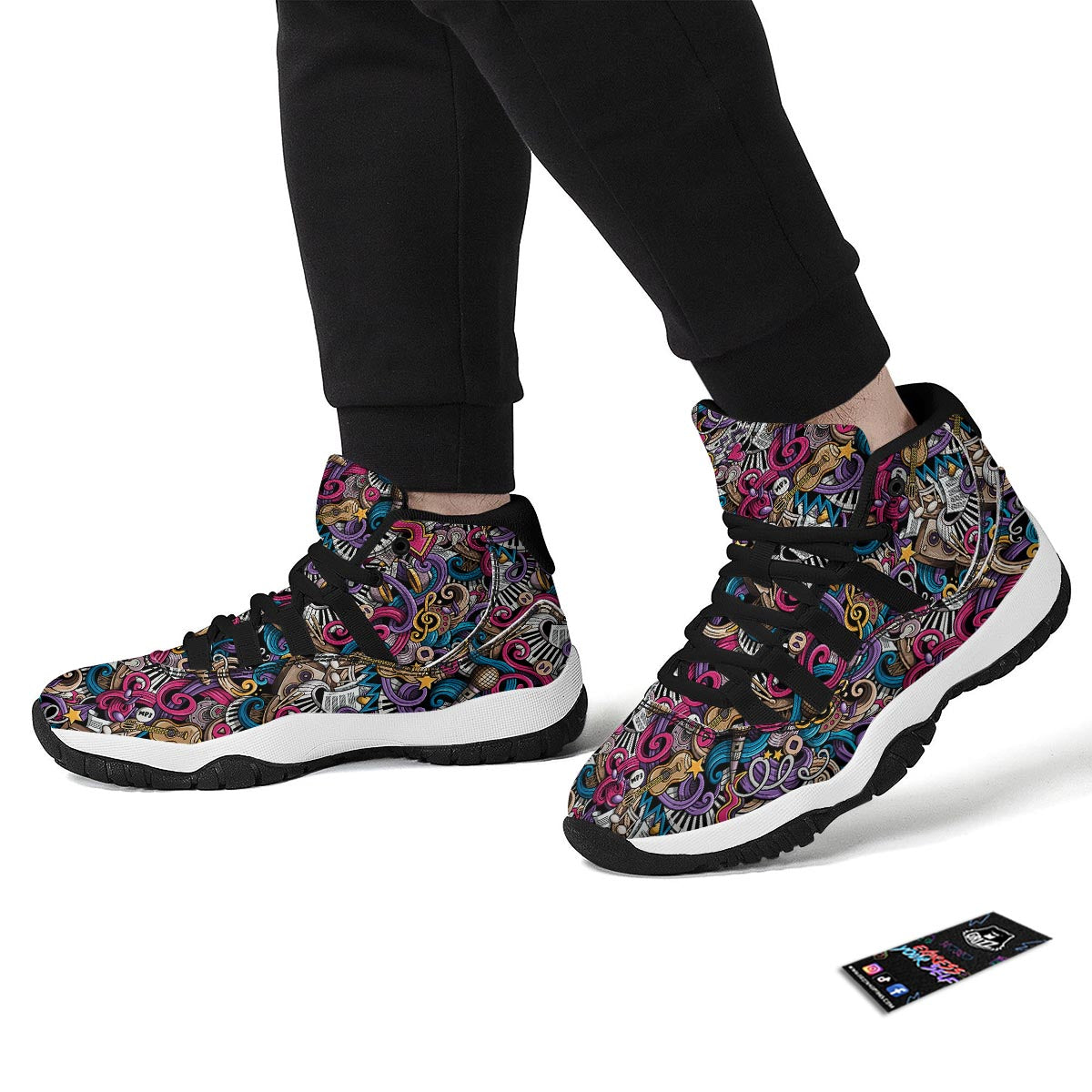 Psychedelic Music Black Bball Shoes-grizzshop