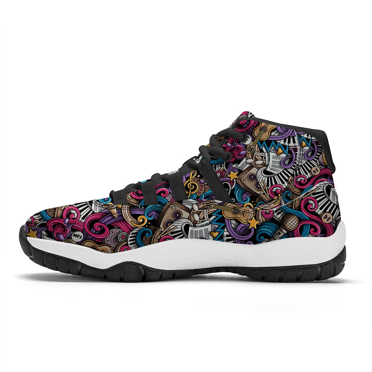 Psychedelic Music Black Bball Shoes-grizzshop