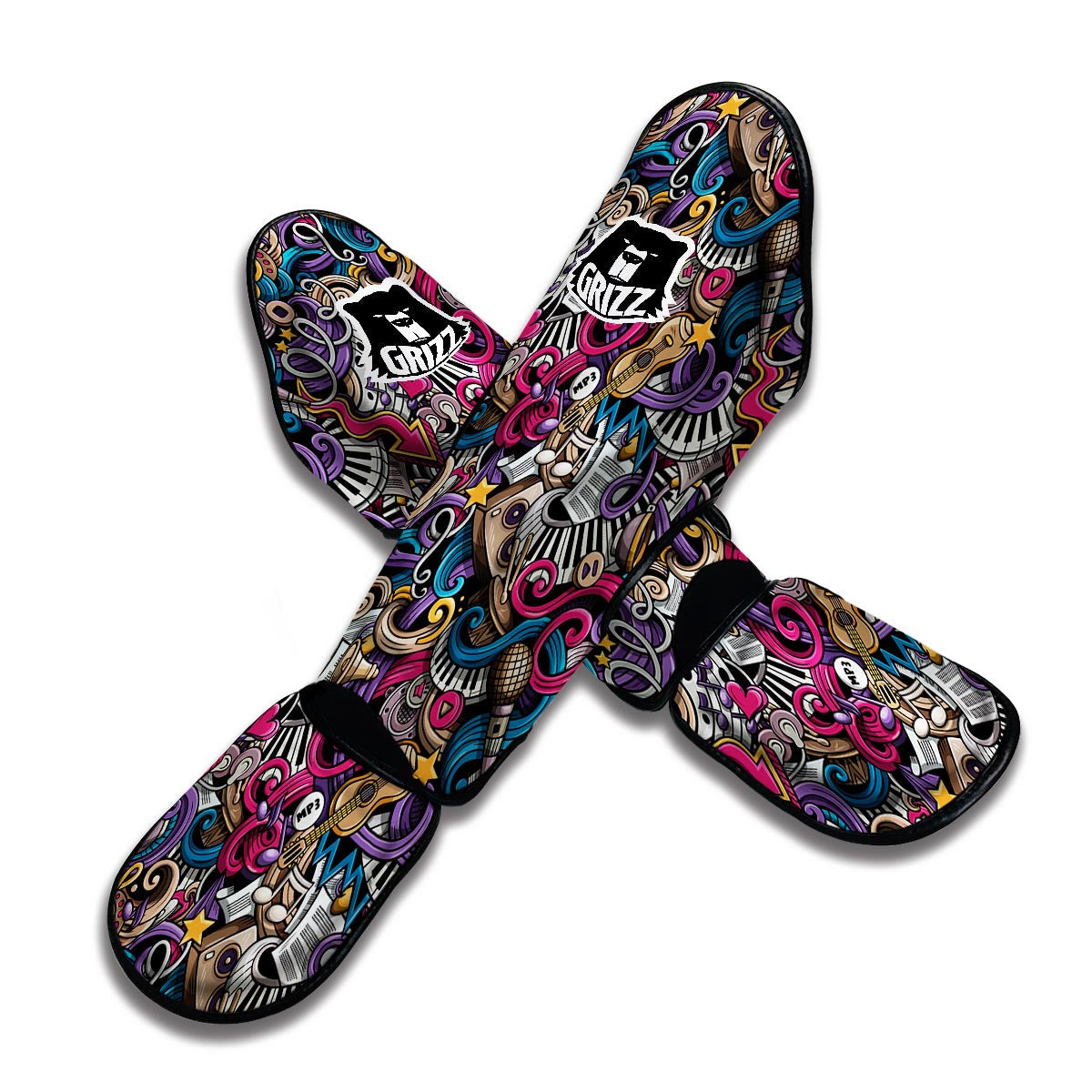 Psychedelic Music Muay Thai Shin Guards-grizzshop