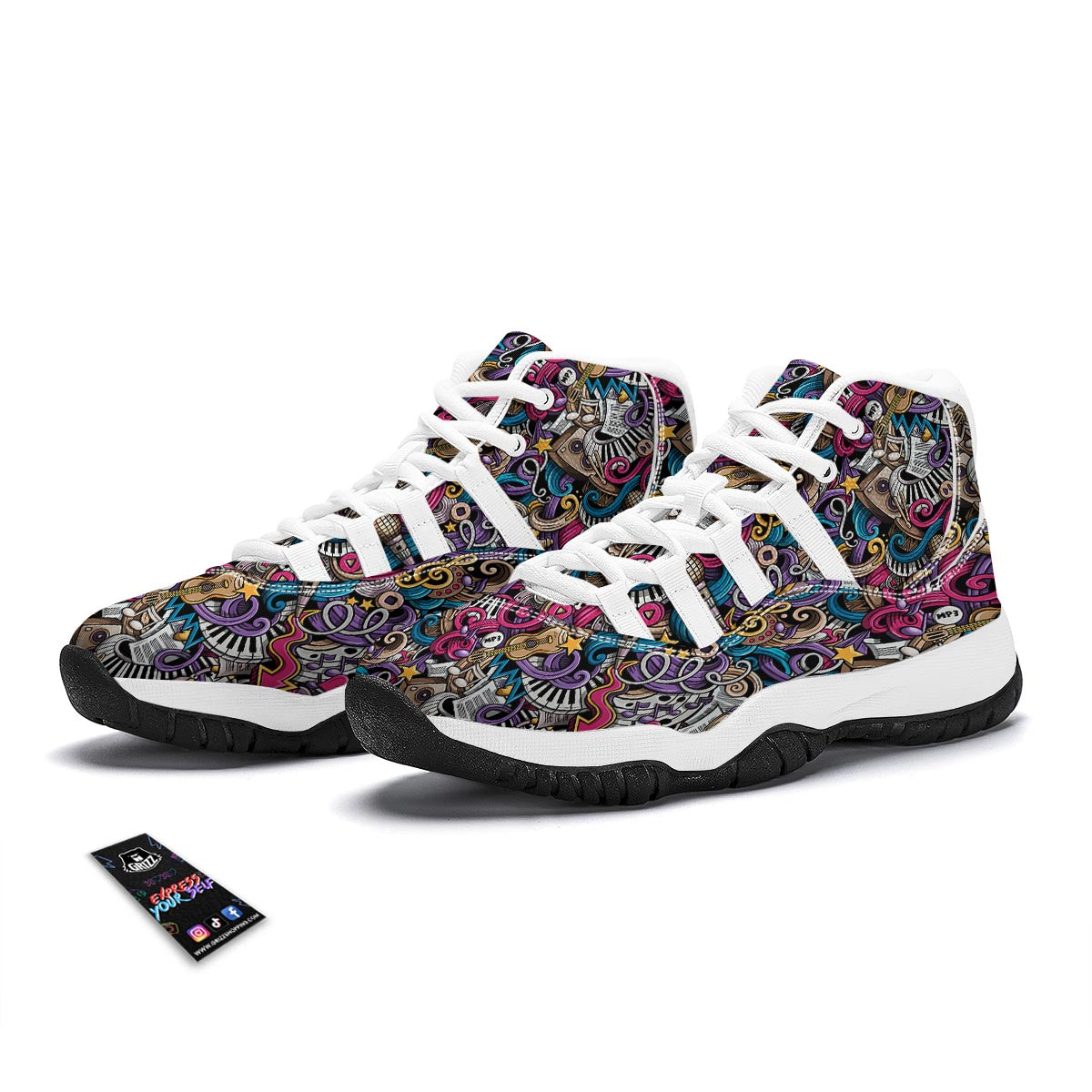 Psychedelic Music White Bball Shoes-grizzshop