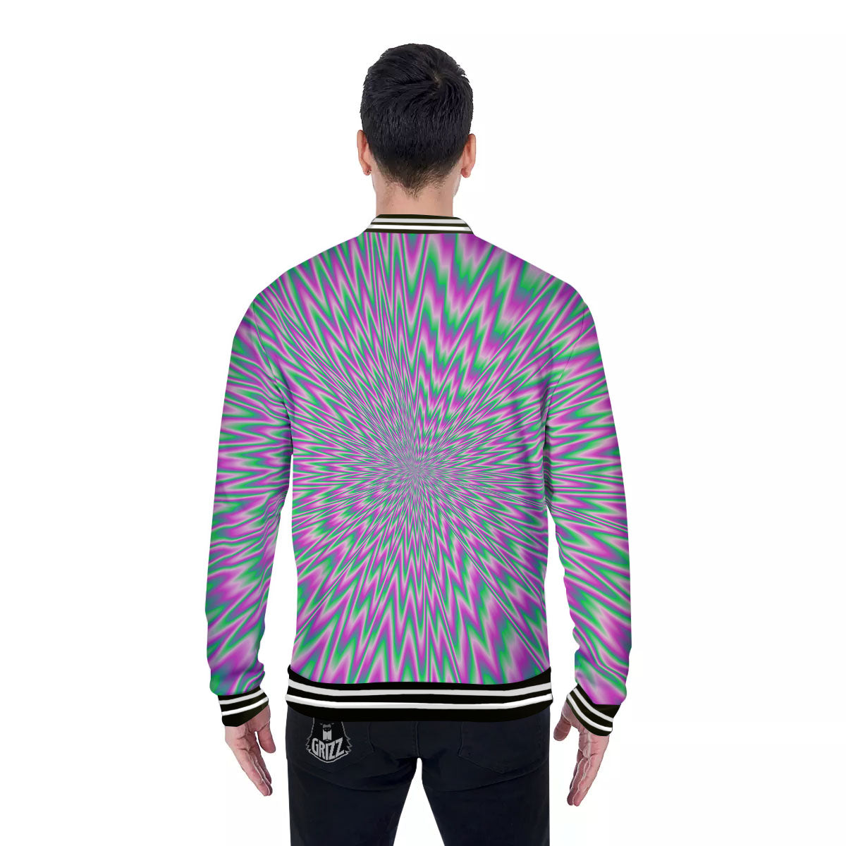 Psychedelic Optical Illusion Twinkle Baseball Jacket-grizzshop