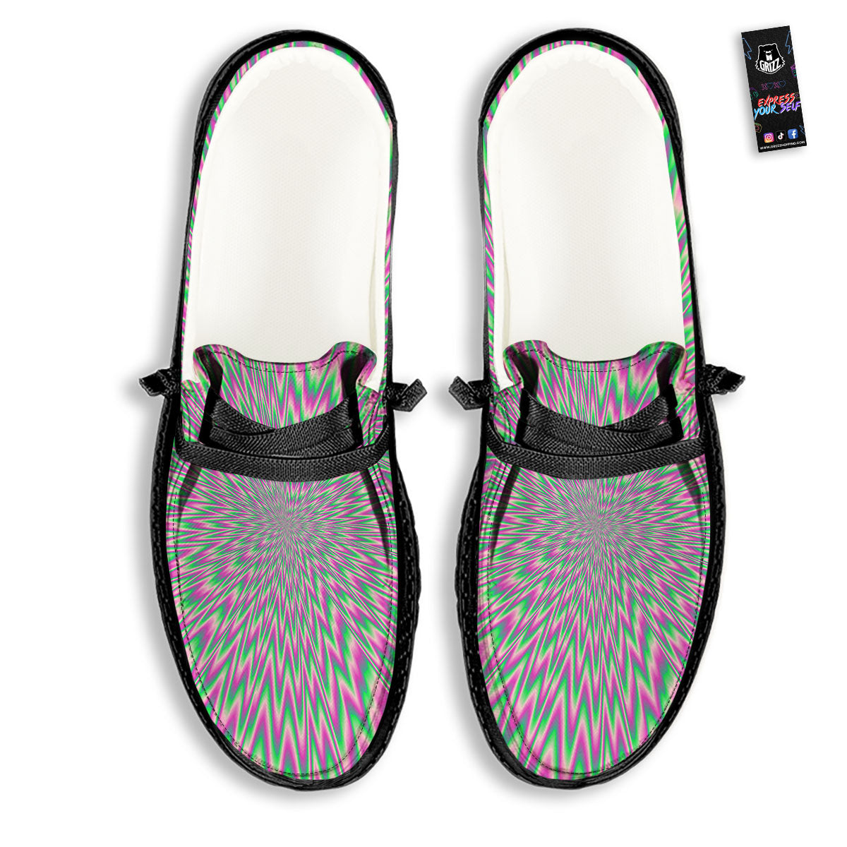 Psychedelic Optical Illusion Twinkle Black Loafers-grizzshop