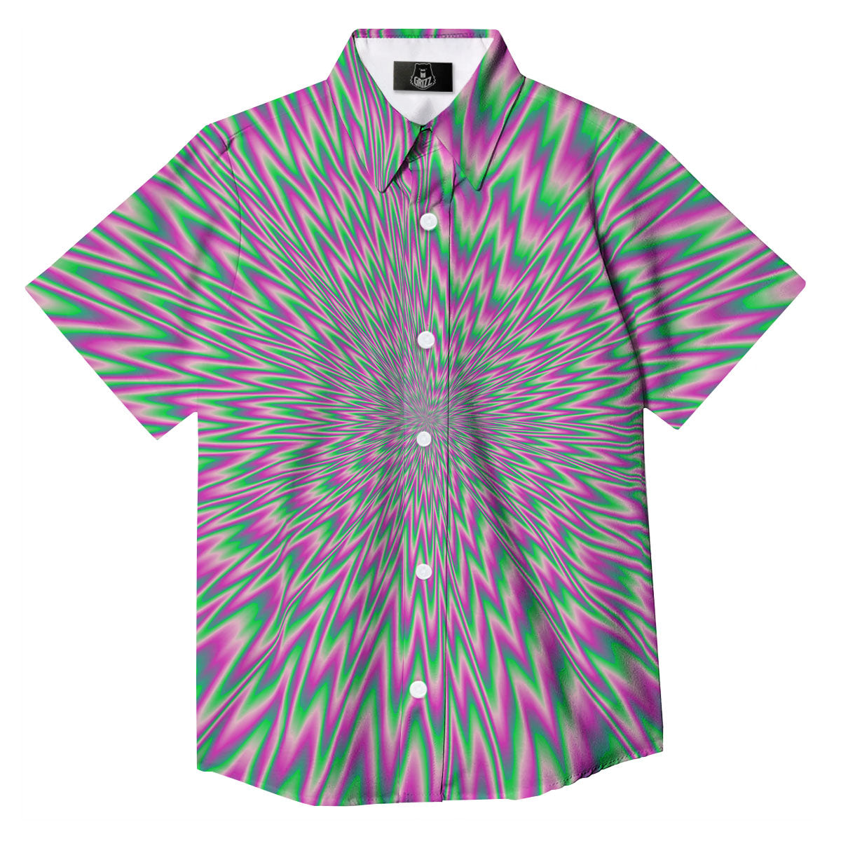 Psychedelic Optical Illusion Twinkle Button Up Shirt-grizzshop