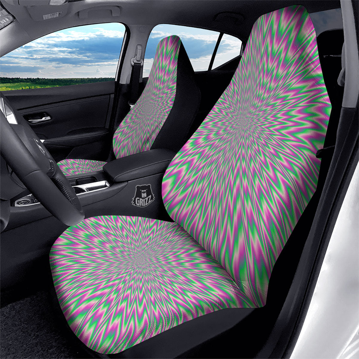 Psychedelic Optical Illusion Twinkle Car Seat Covers-grizzshop