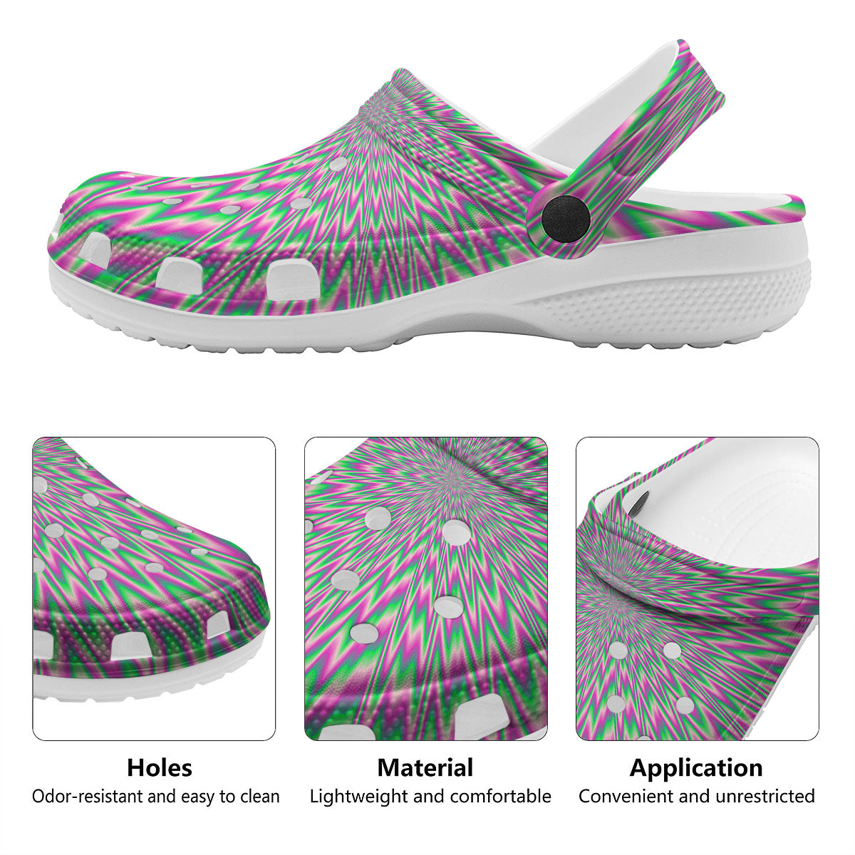 Psychedelic Optical Illusion Twinkle Clog-grizzshop