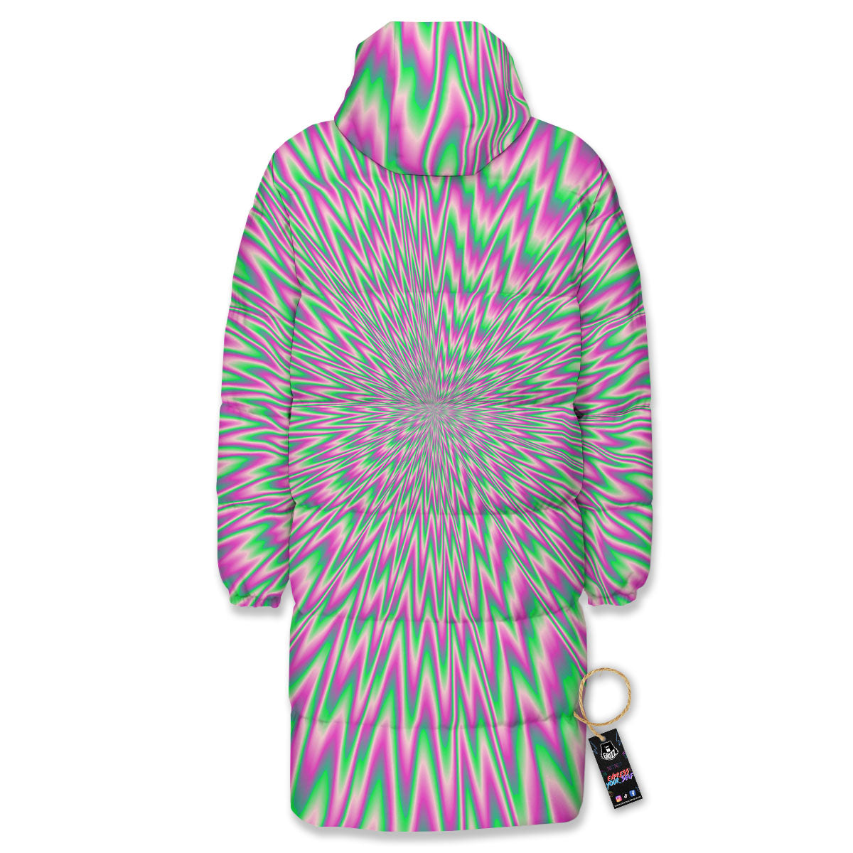 Psychedelic Optical Illusion Twinkle Long Down Jacket-grizzshop