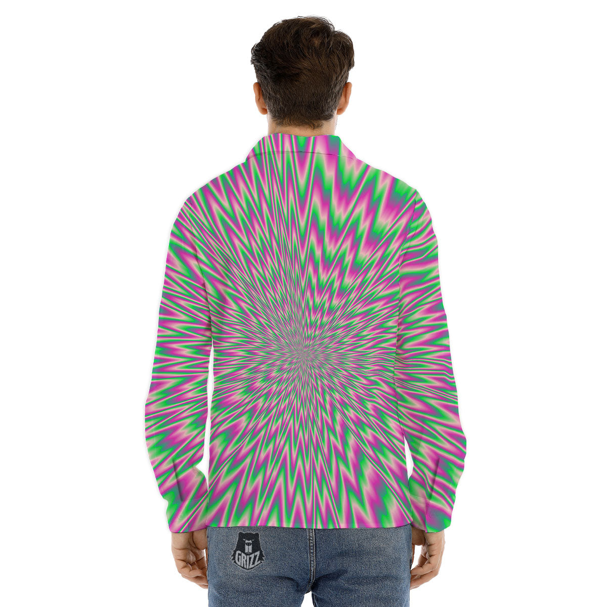 Psychedelic Optical Illusion Twinkle Men's Dress Shirts-grizzshop