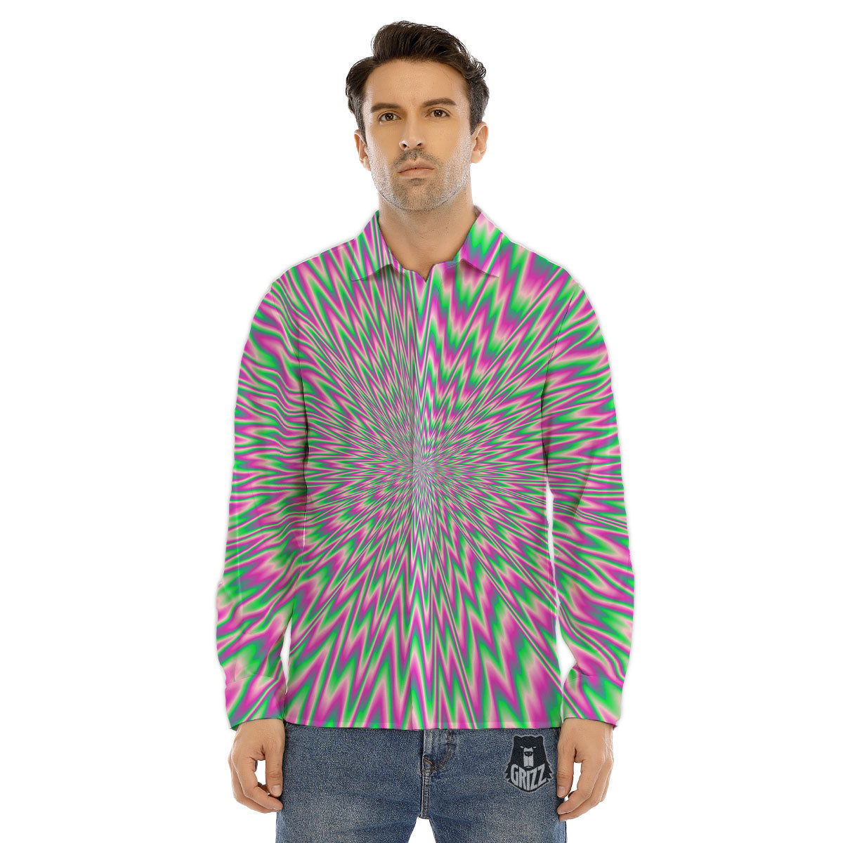 Psychedelic Optical Illusion Twinkle Men's Dress Shirts-grizzshop