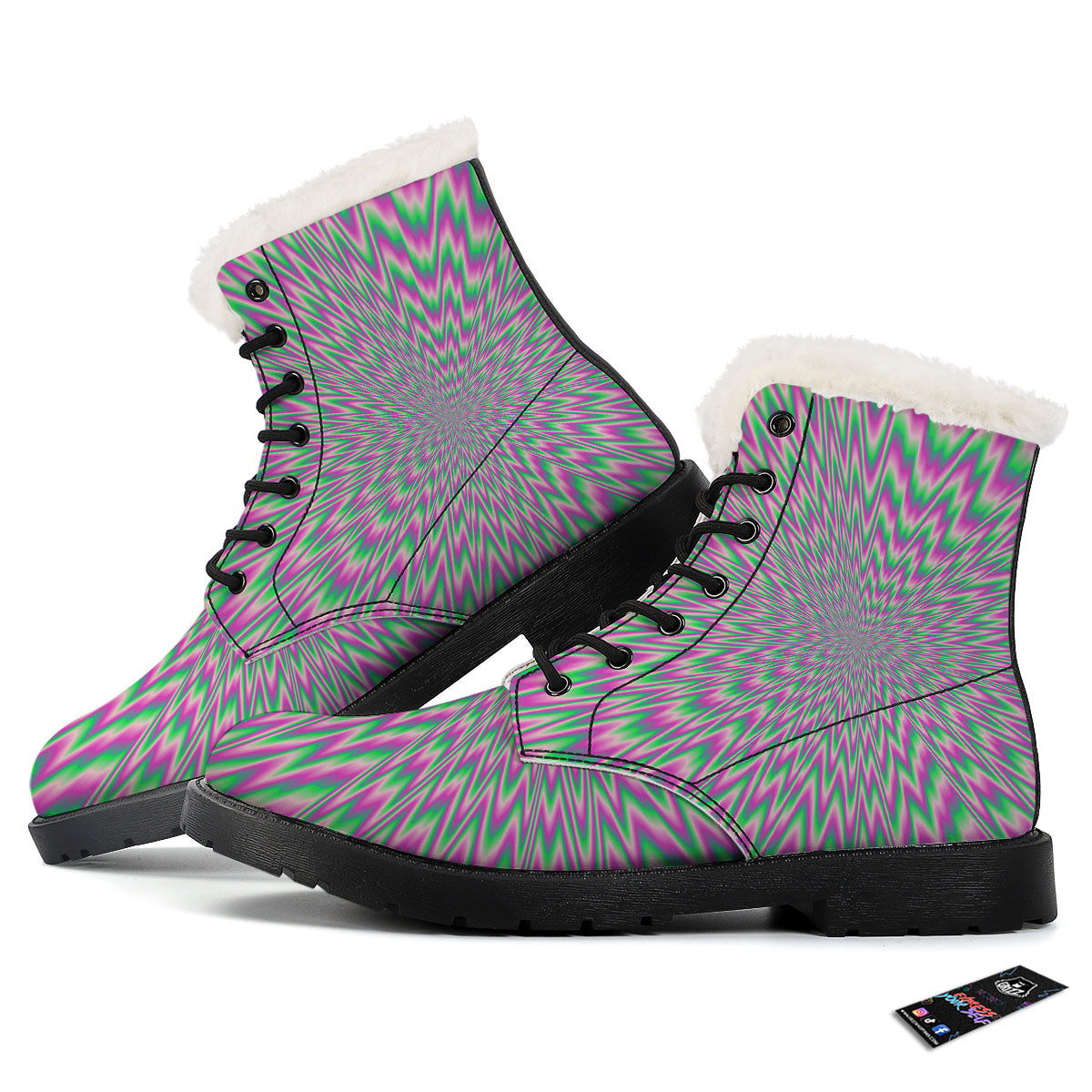 Psychedelic Optical Illusion Twinkle Winter Boots-grizzshop