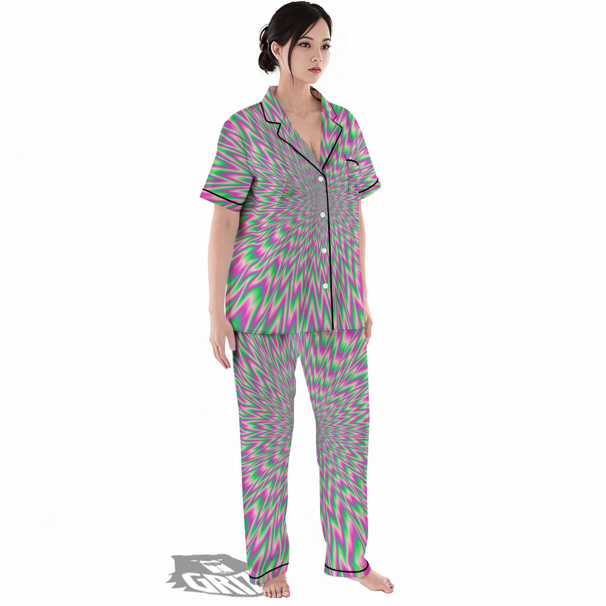 Psychedelic Optical Illusion Twinkle Women's Pajamas Set-grizzshop