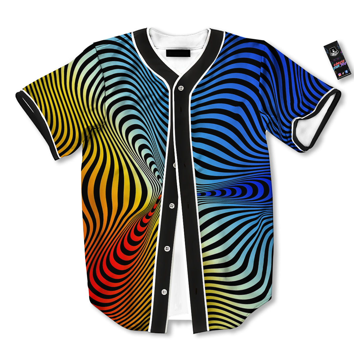 Psychedelic Optical Vibrant Illusion Baseball Jersey-grizzshop
