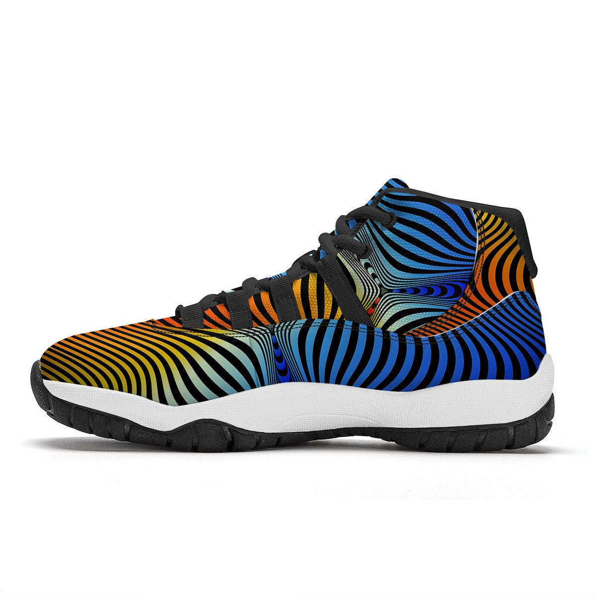 Psychedelic Optical Vibrant Illusion Black Bball Shoes-grizzshop