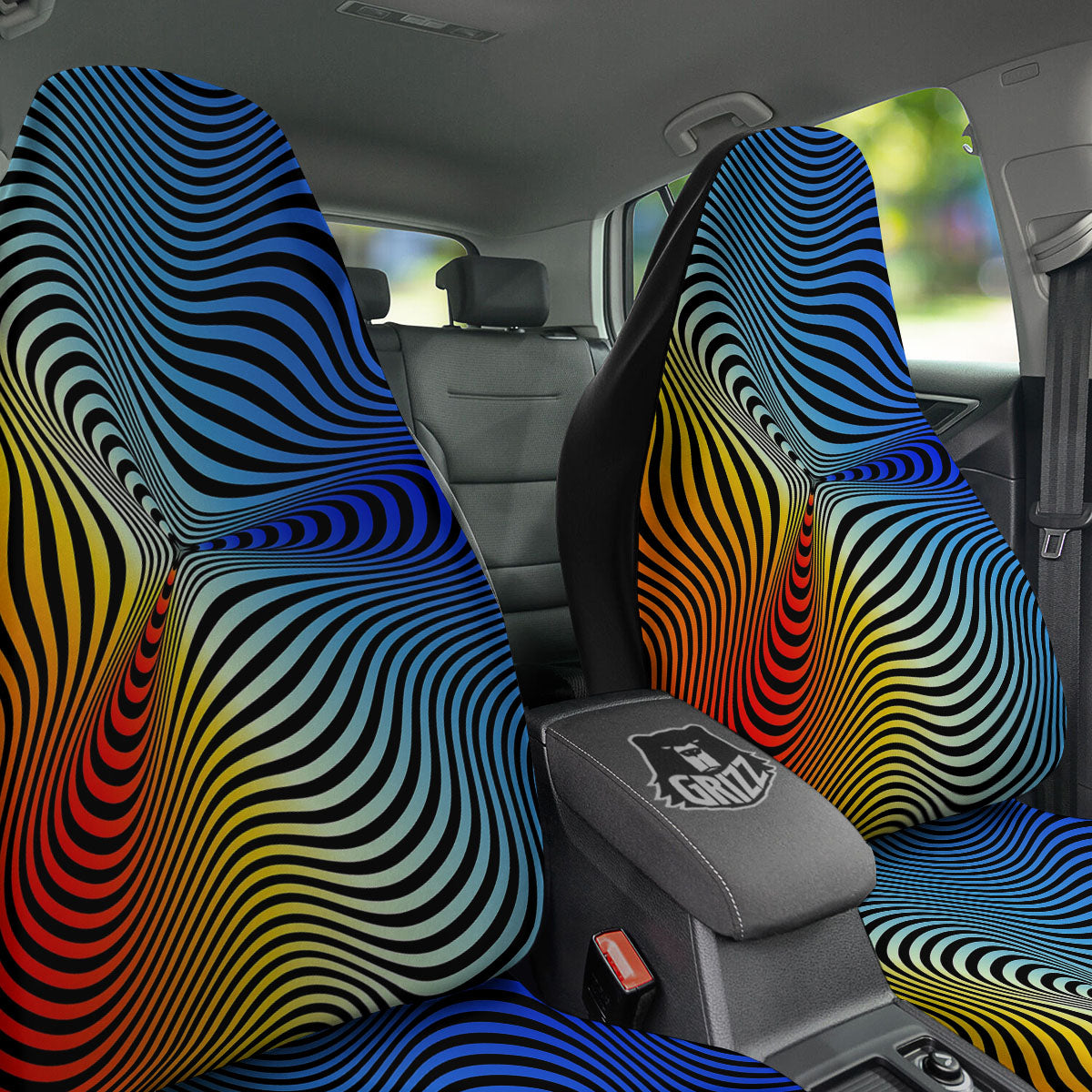 Psychedelic Optical Vibrant Illusion Car Seat Covers-grizzshop