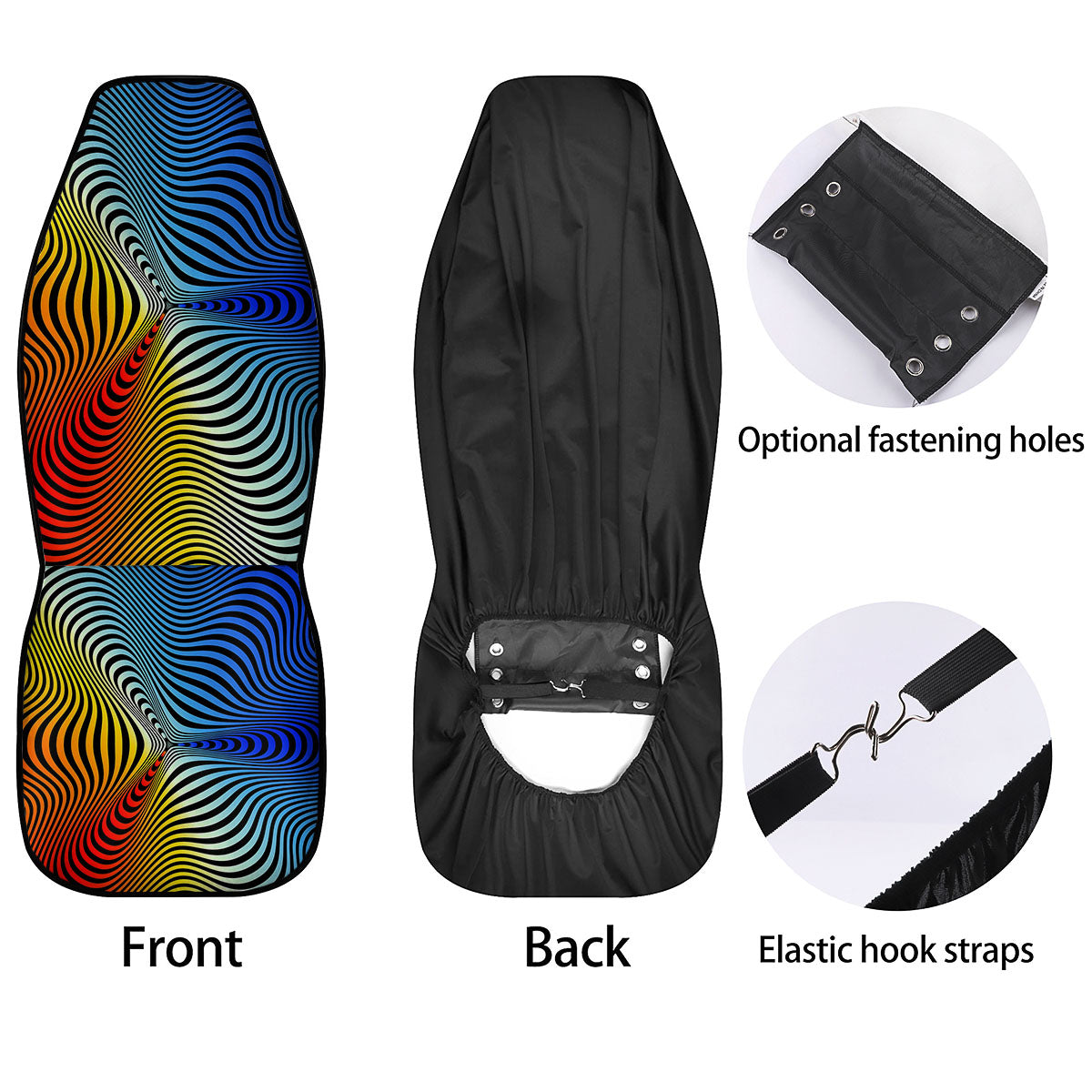 Psychedelic Optical Vibrant Illusion Car Seat Covers-grizzshop