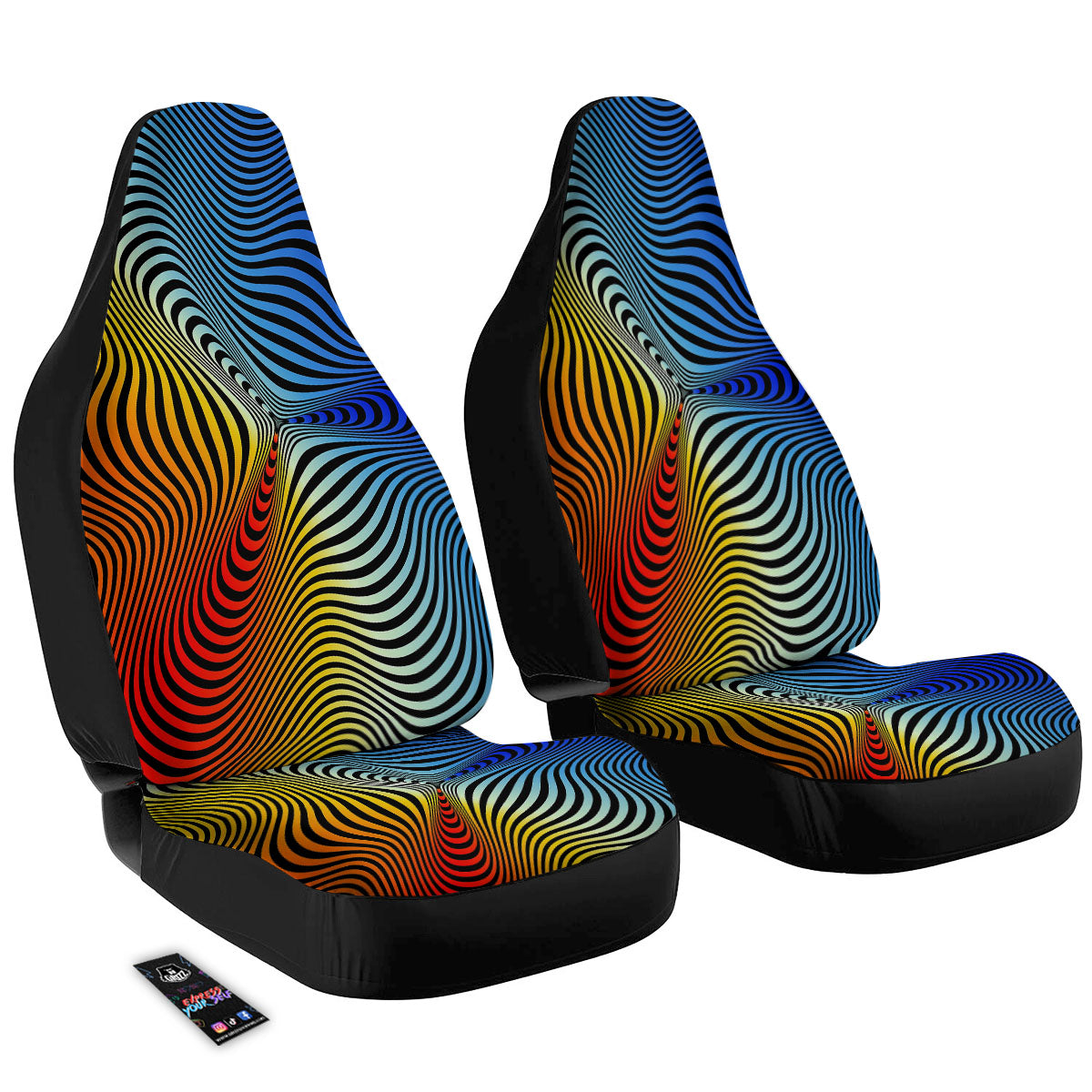 Psychedelic Optical Vibrant Illusion Car Seat Covers-grizzshop