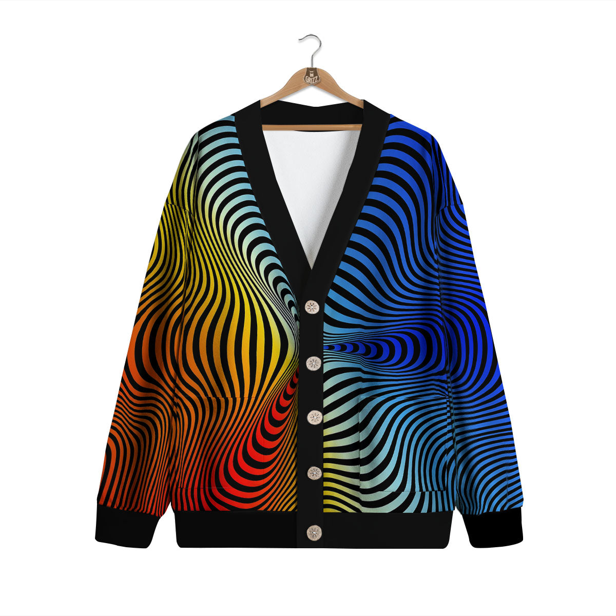 Psychedelic Optical Vibrant Illusion Cardigan-grizzshop