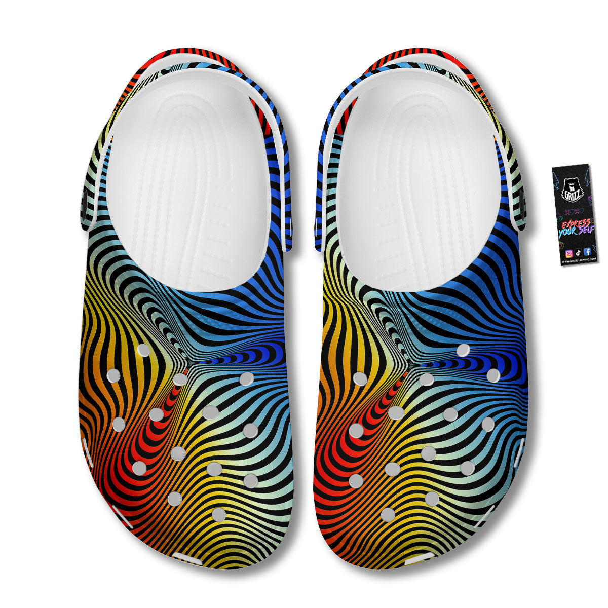 Psychedelic Optical Vibrant Illusion Clog-grizzshop
