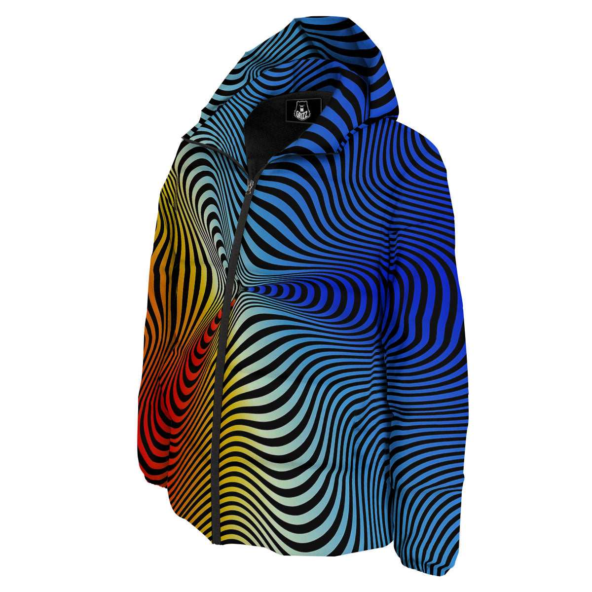 Psychedelic Optical Vibrant Illusion Down Jacket-grizzshop