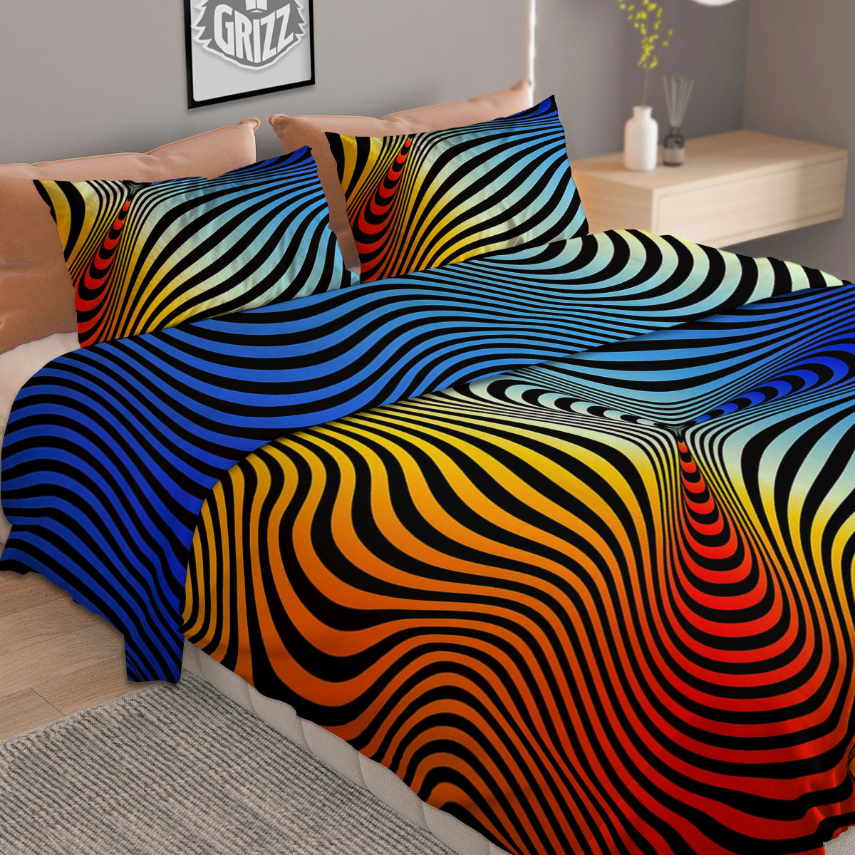Psychedelic Optical Vibrant Illusion Duvet Cover Bedding Set