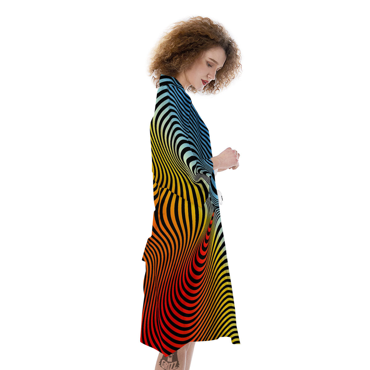 Psychedelic Optical Vibrant Illusion Kimono-grizzshop
