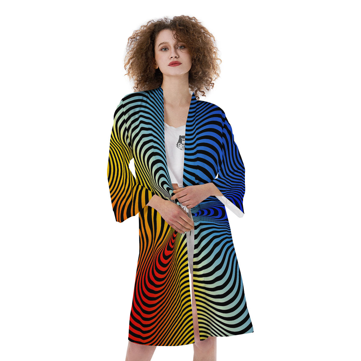 Psychedelic Optical Vibrant Illusion Kimono-grizzshop