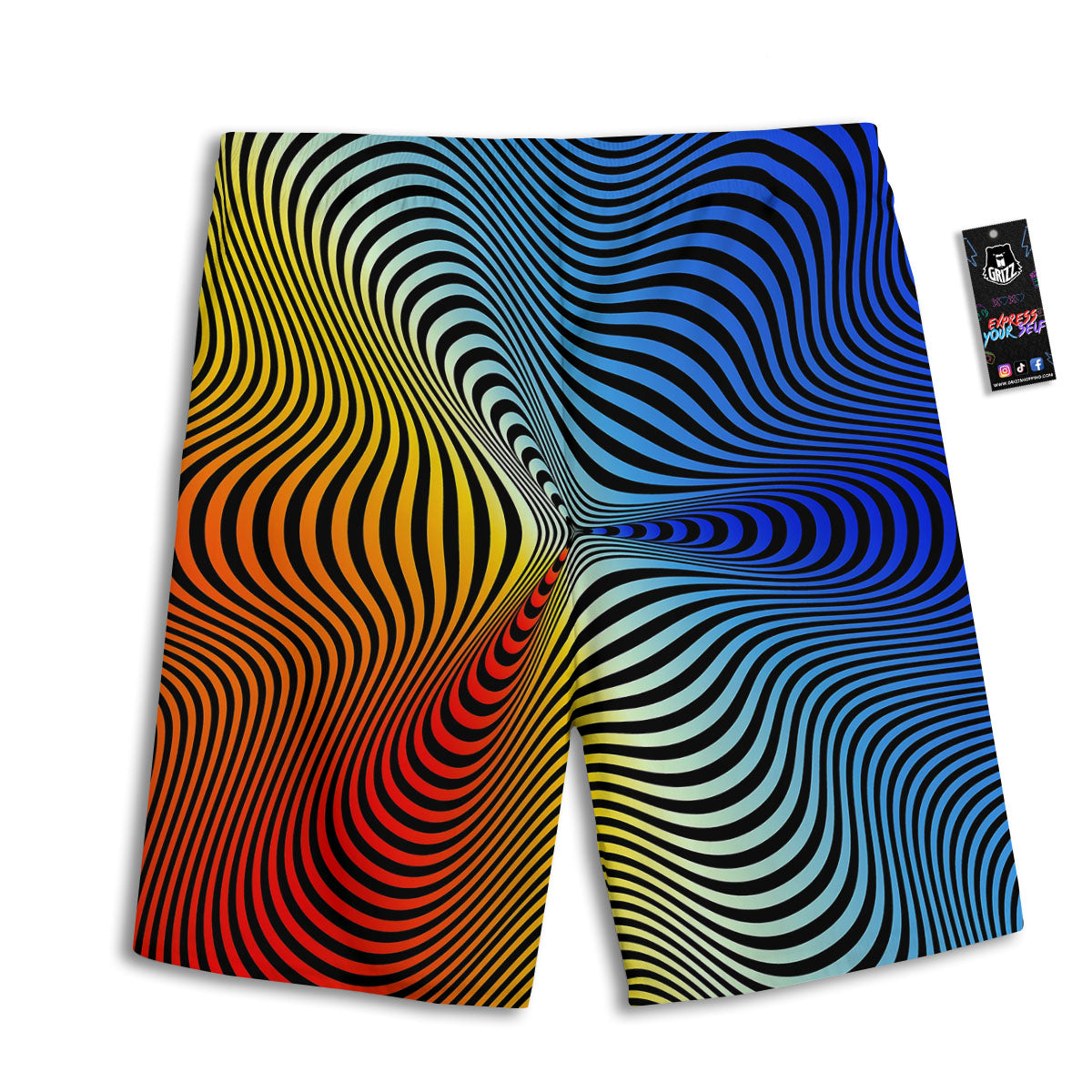 Psychedelic Optical Vibrant Illusion Men's Athletic Shorts