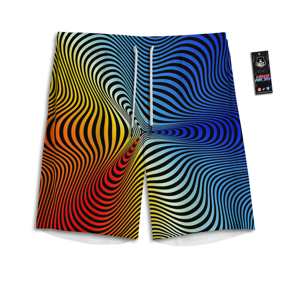 Psychedelic Optical Vibrant Illusion Men's Athletic Shorts